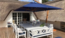 blue cantilever parasol