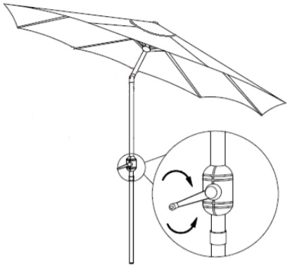 operating tilting garden parasol - drawing